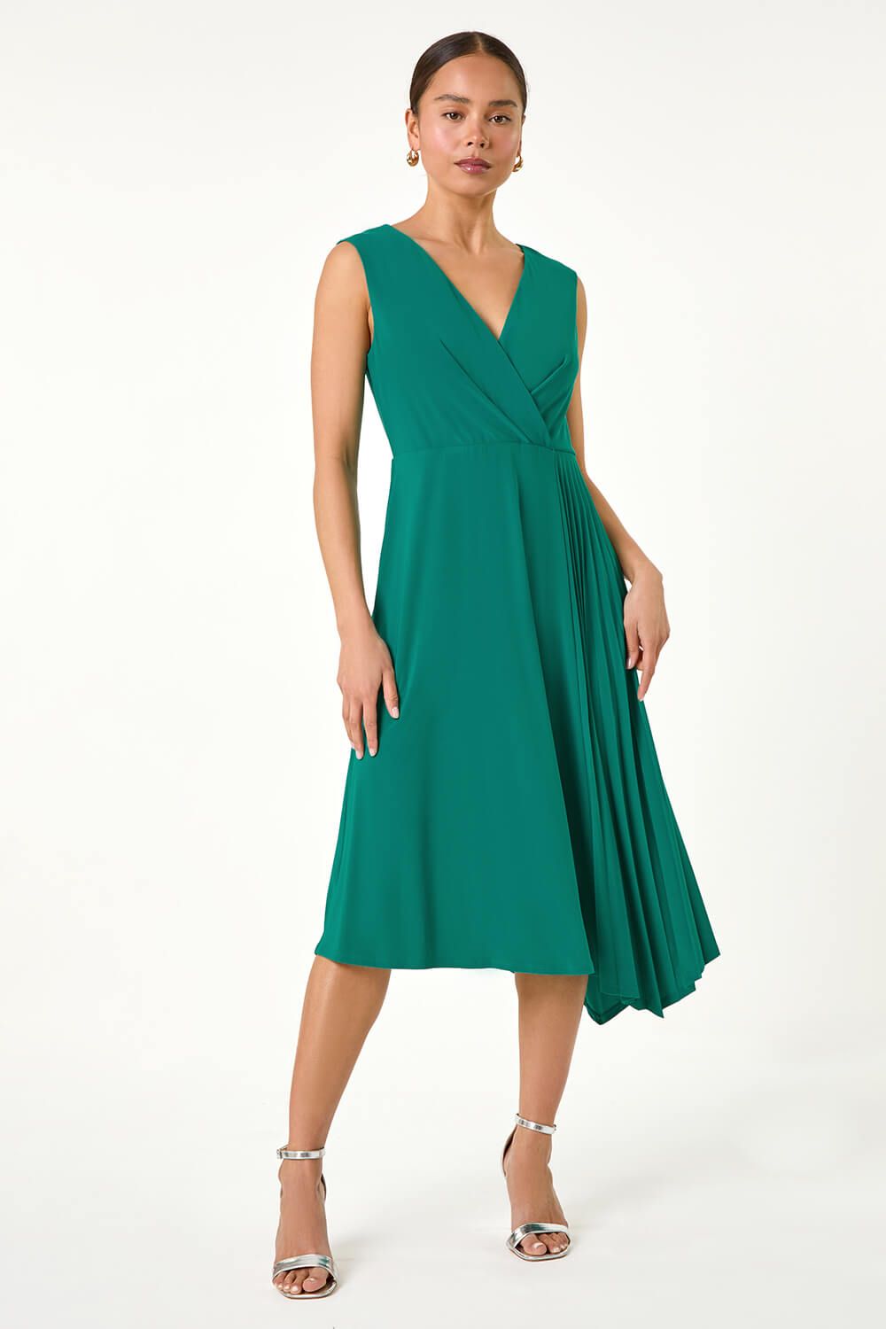 Elegant Micro-Pleated Wrap Dress