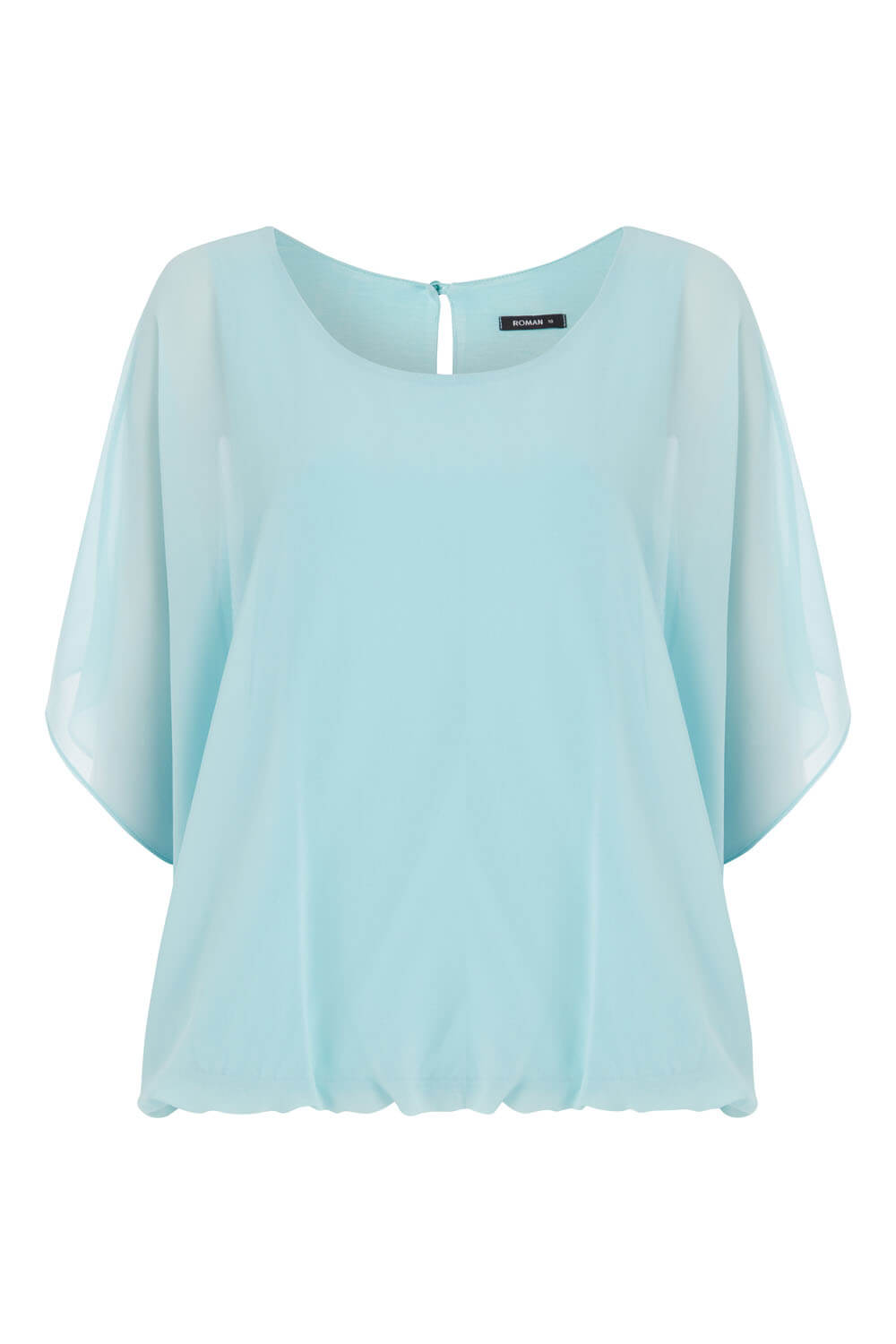 Turquoise Bubble Hem Top, Image 4 of 8