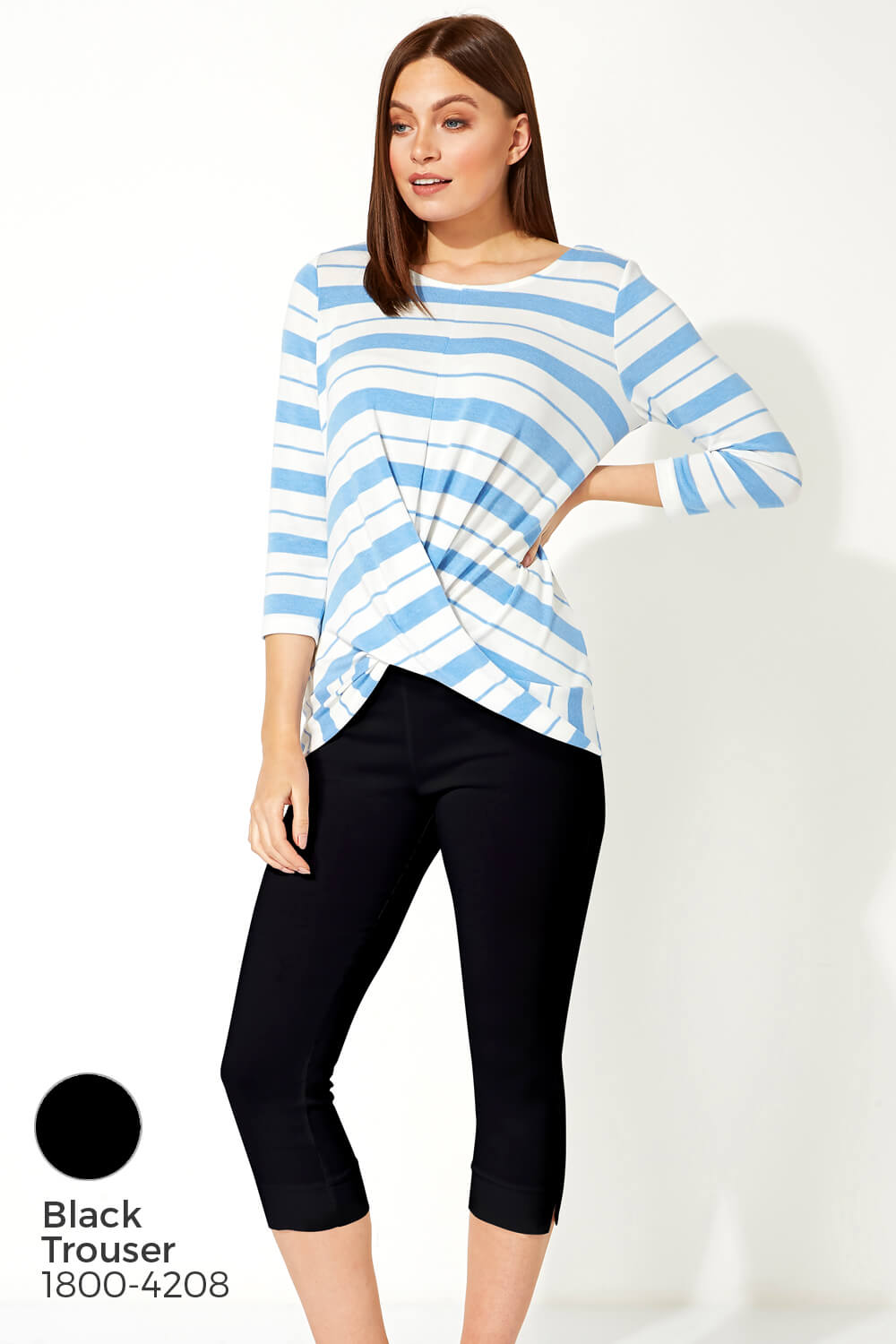 Blue Abstract Stripe Twist Front Top, Image 7 of 7