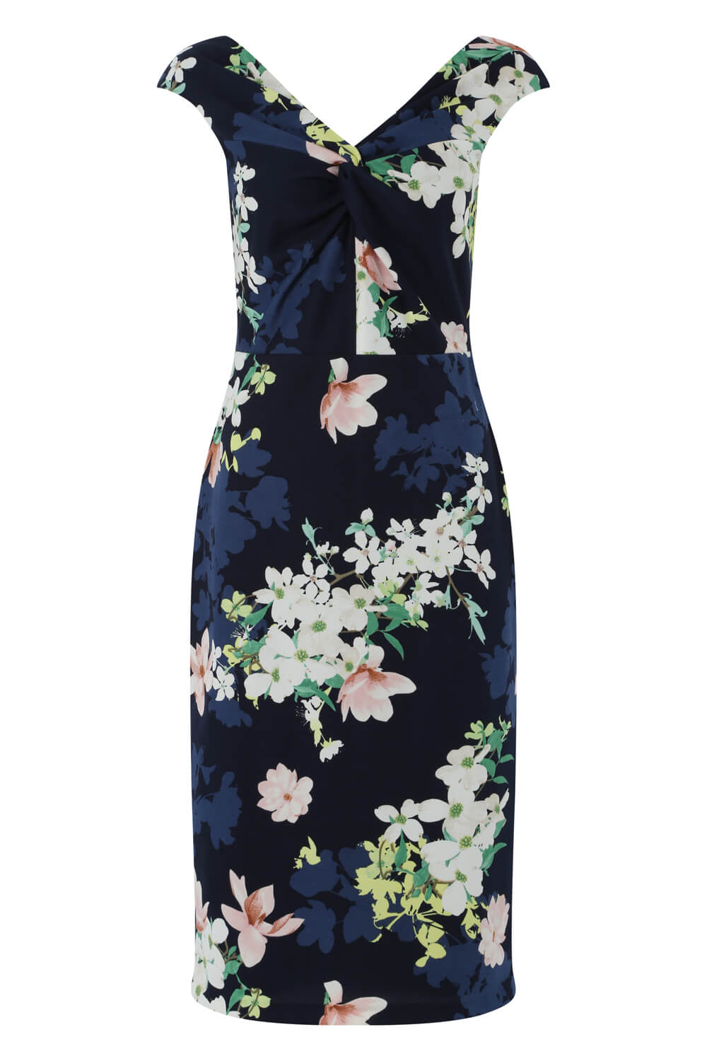 Navy  Twist Front Floral Print Dress, Image 5 of 5