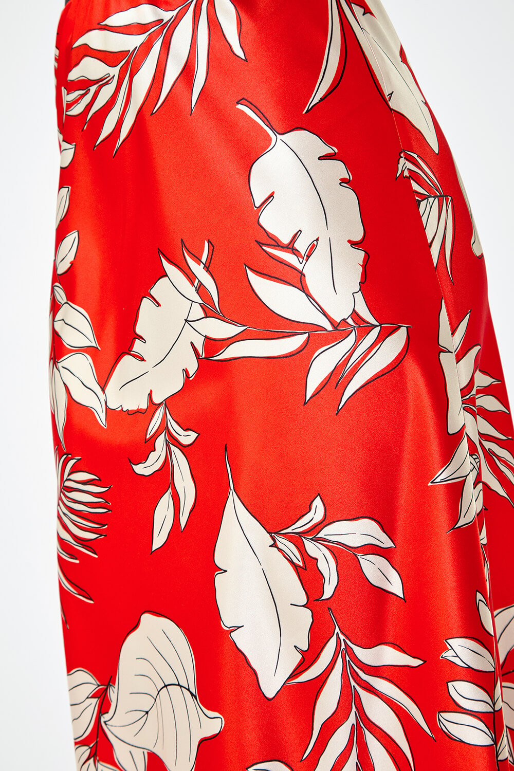 ORANGE Floral Print Satin Midi Skirt, Image 5 of 5