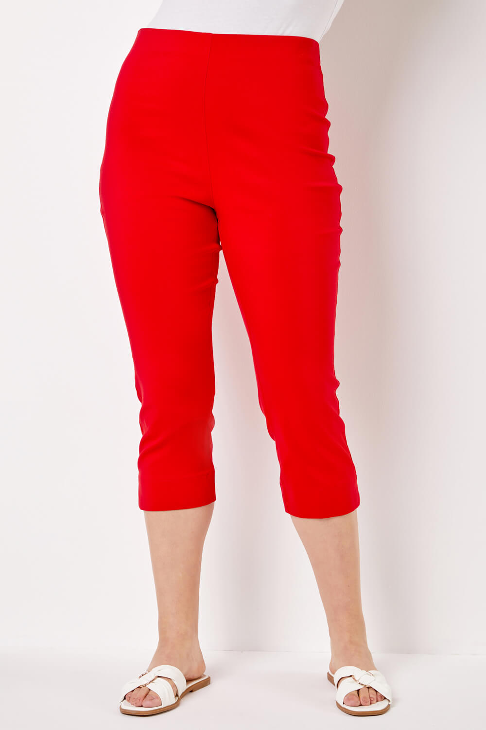 Red Curve Cropped Stretch Trouser, Image 2 of 5