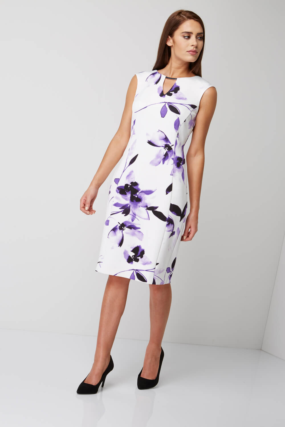 Scuba Keyhole Dress in Ivory Roman Originals UK