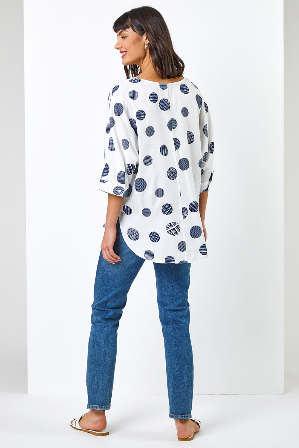 Ivory  Abstract Spot Print Top, Image 2 of 6