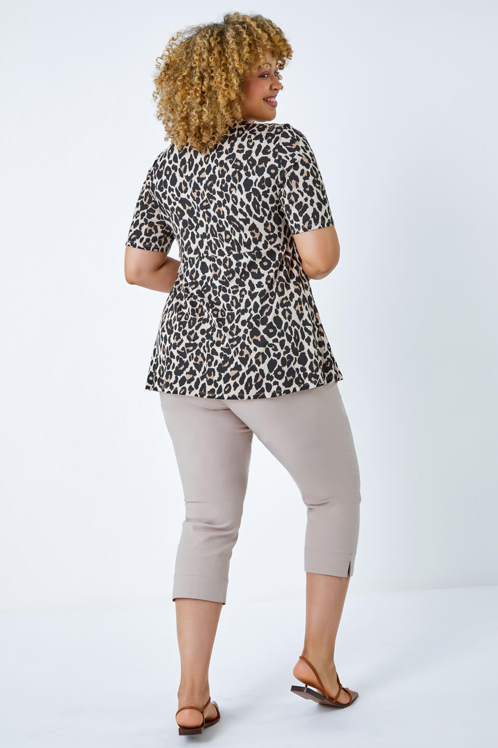 Neutral Curve Animal Print Smock Top, Image 3 of 5