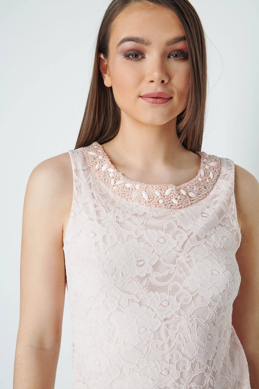 PINK Embellished Lace Shell Top, Image 4 of 9