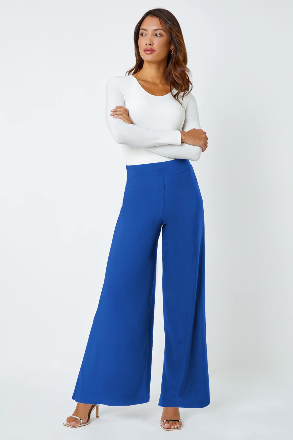 Blue Rita floral-print shirred-cotton capri trousers