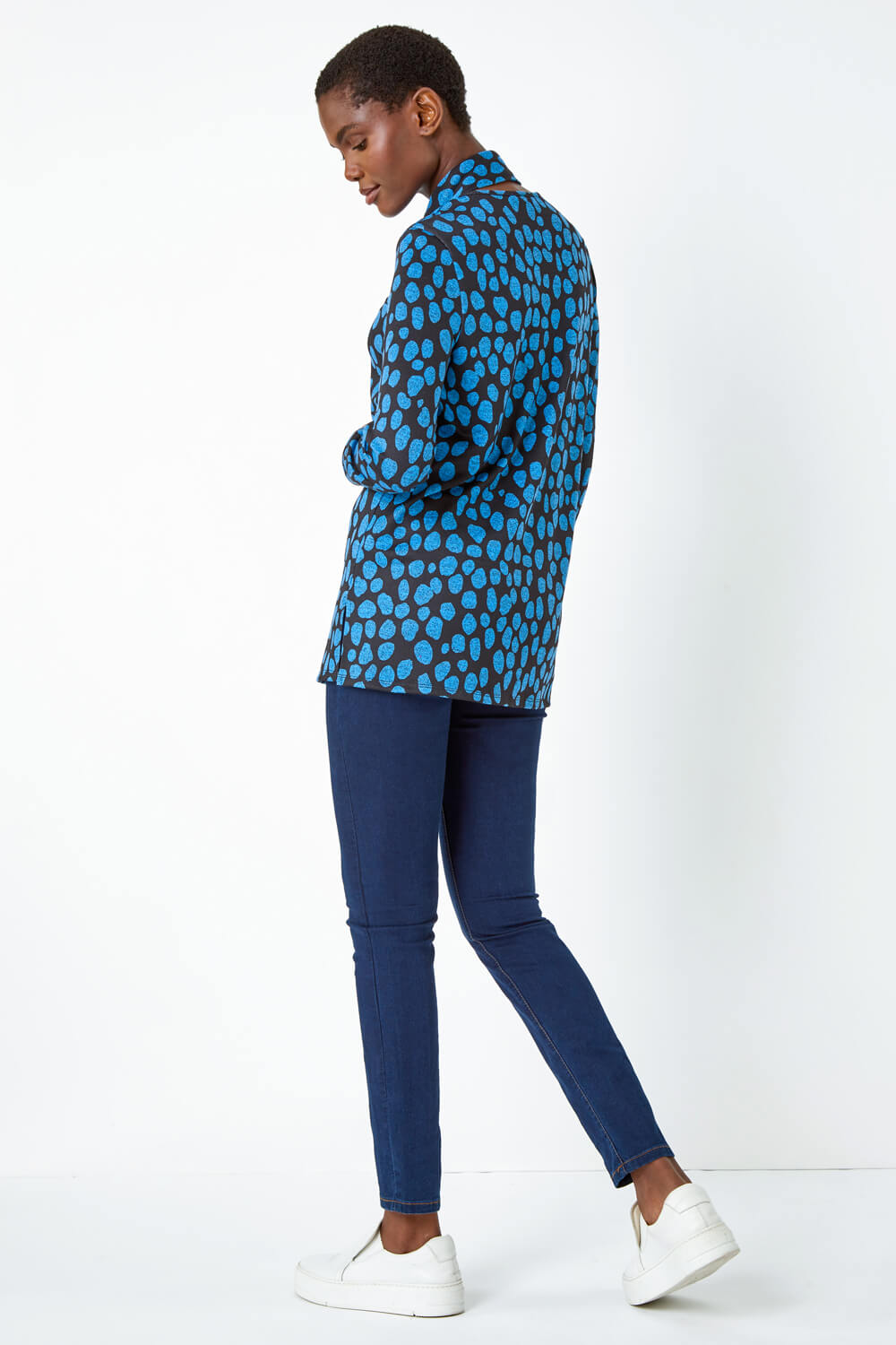 Blue Spot Print Tunic Top and Scarf, Image 3 of 5