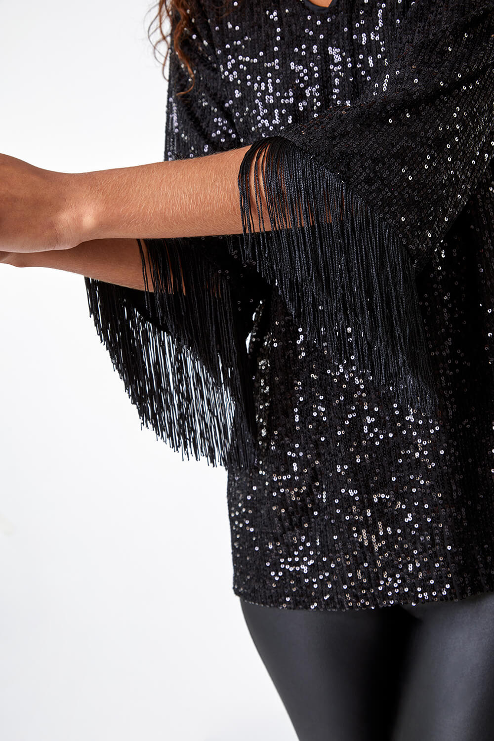  Sequin Tassel Detail Tunic Stretch Top, Image 5 of 5