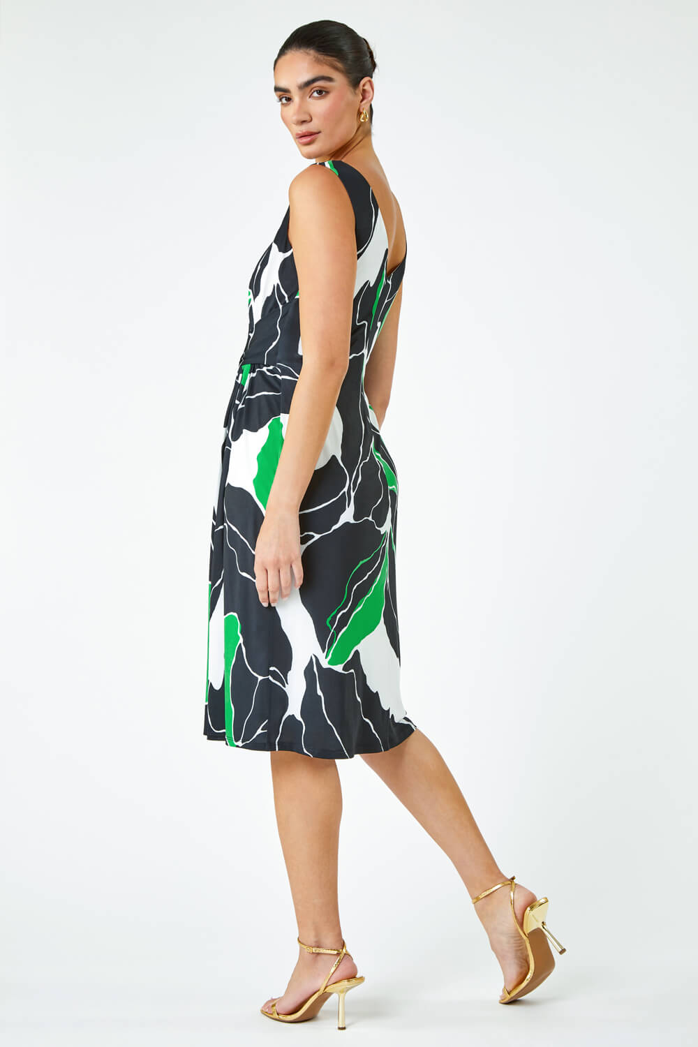Green Limited Abstract Twist Detail Ruched Dress, Image 3 of 5