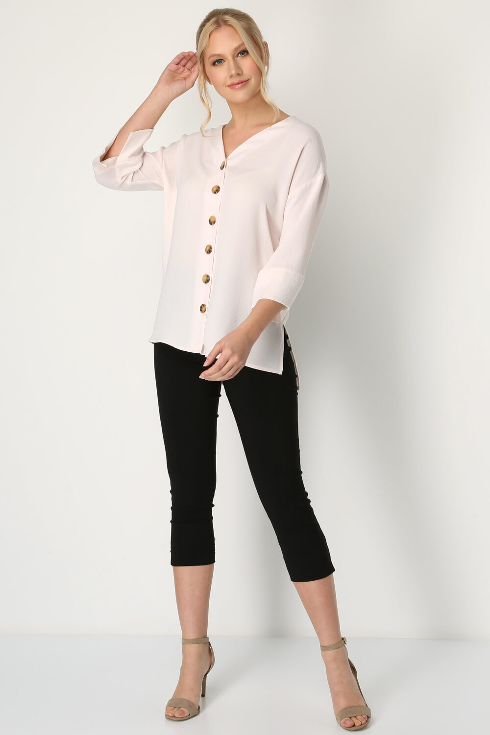 PINK Button Detail Blouse, Image 2 of 8