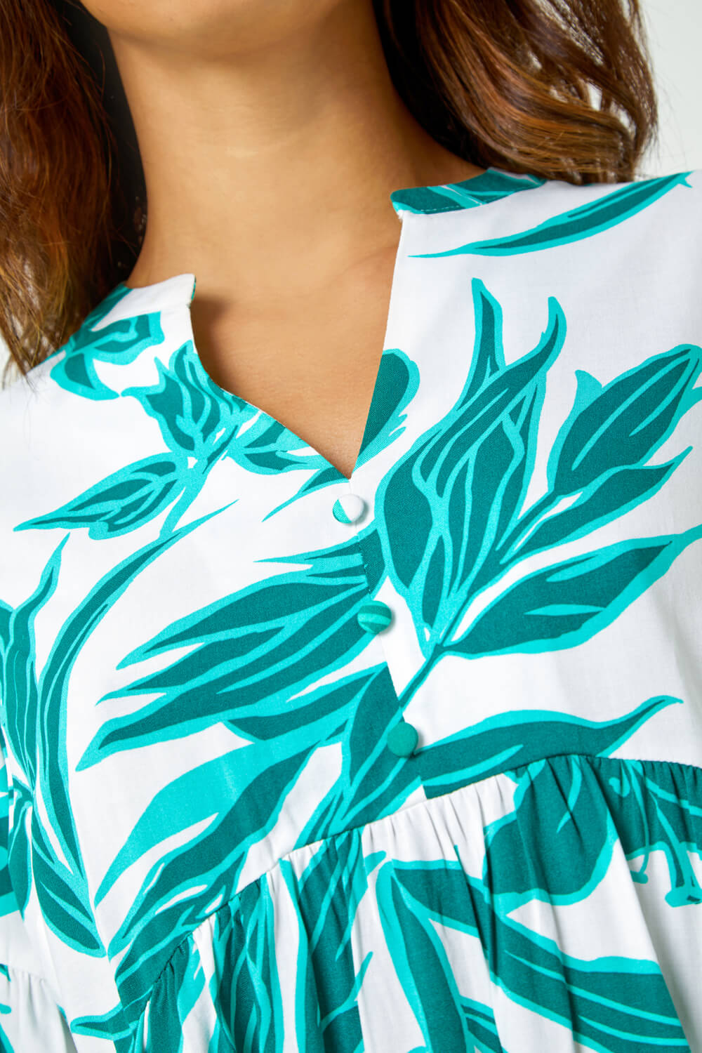 Green Palm Print Tunic Overshirt, Image 5 of 5