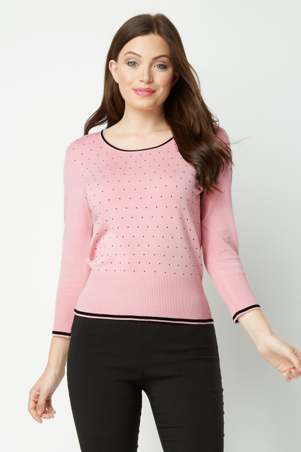Spot Embellished Jumper in Rose - Roman Originals UK