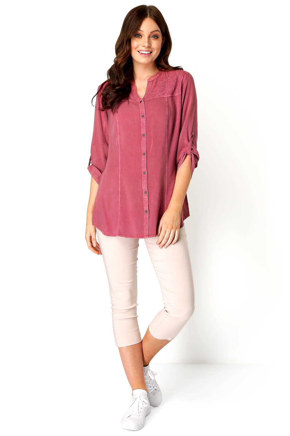 PINK Embroidered Button Through Blouse , Image 2 of 9