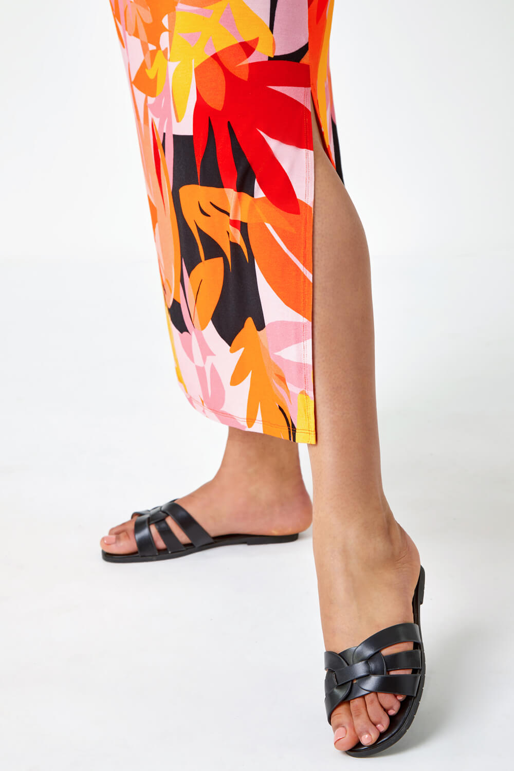 ORANGE Curve Tropical Stretch Jersey Maxi Dress, Image 5 of 5