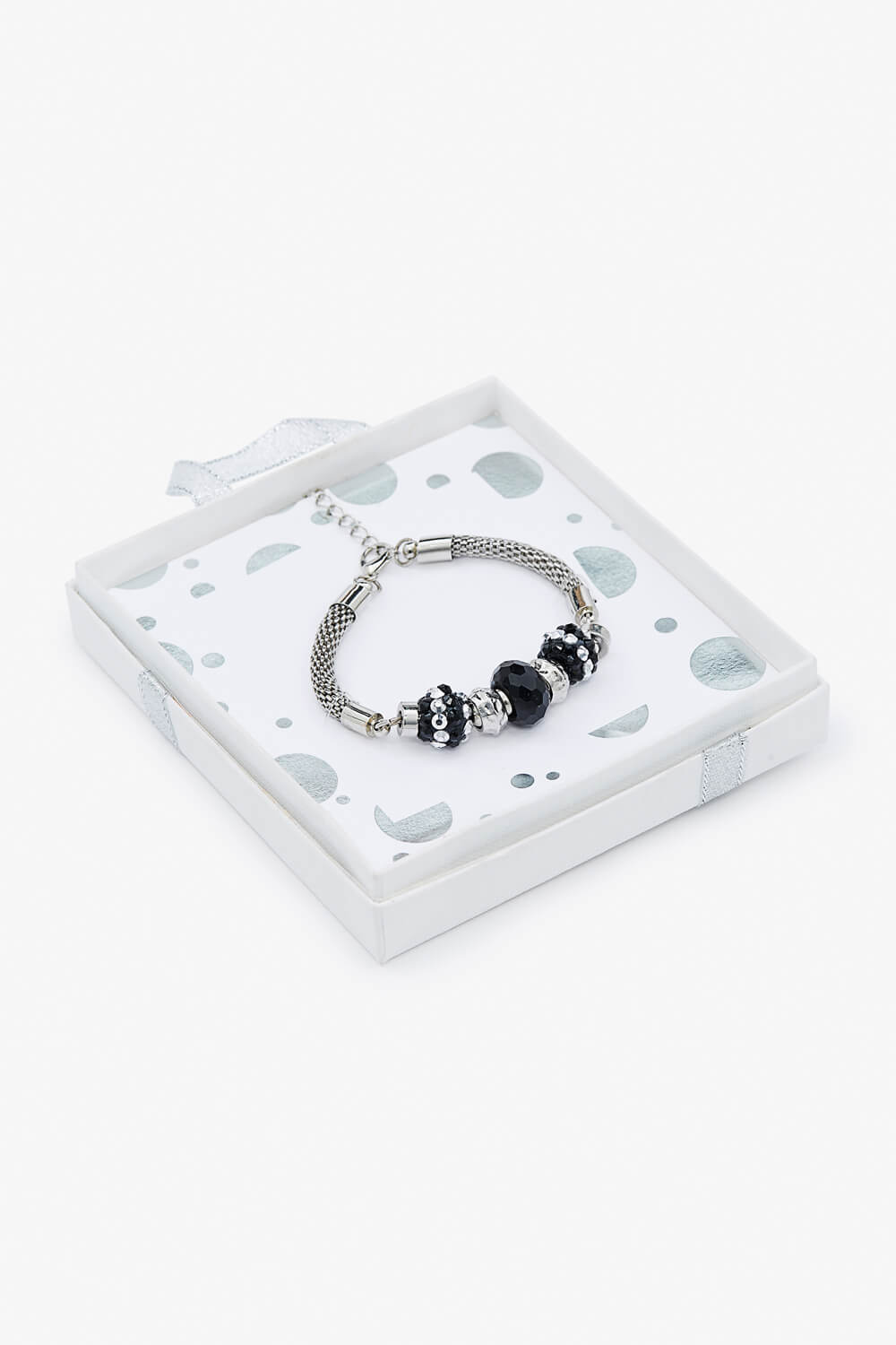 Silver Textured Charm Bead Bracelet, Image 4 of 6