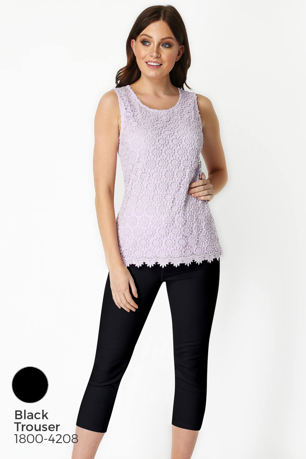 Lilac Lace Front Jersey Vest Top, Image 7 of 8