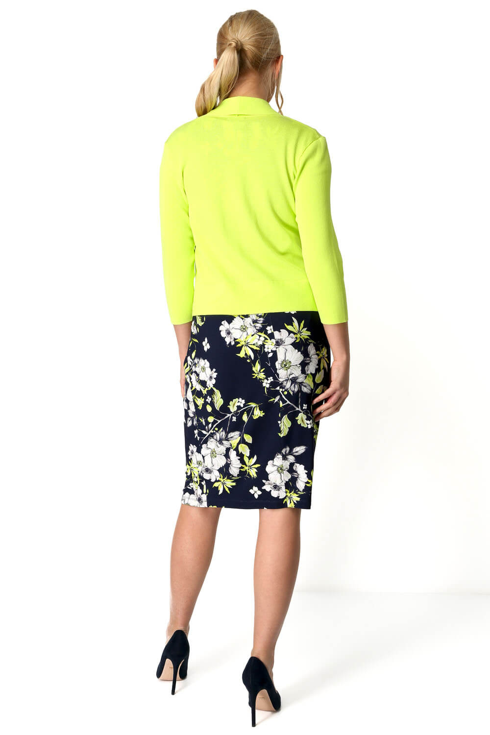Lime Cropped Knitted Shrug, Image 3 of 7