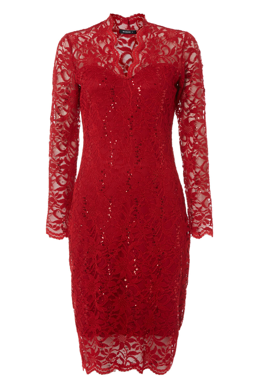 roman red lace dress