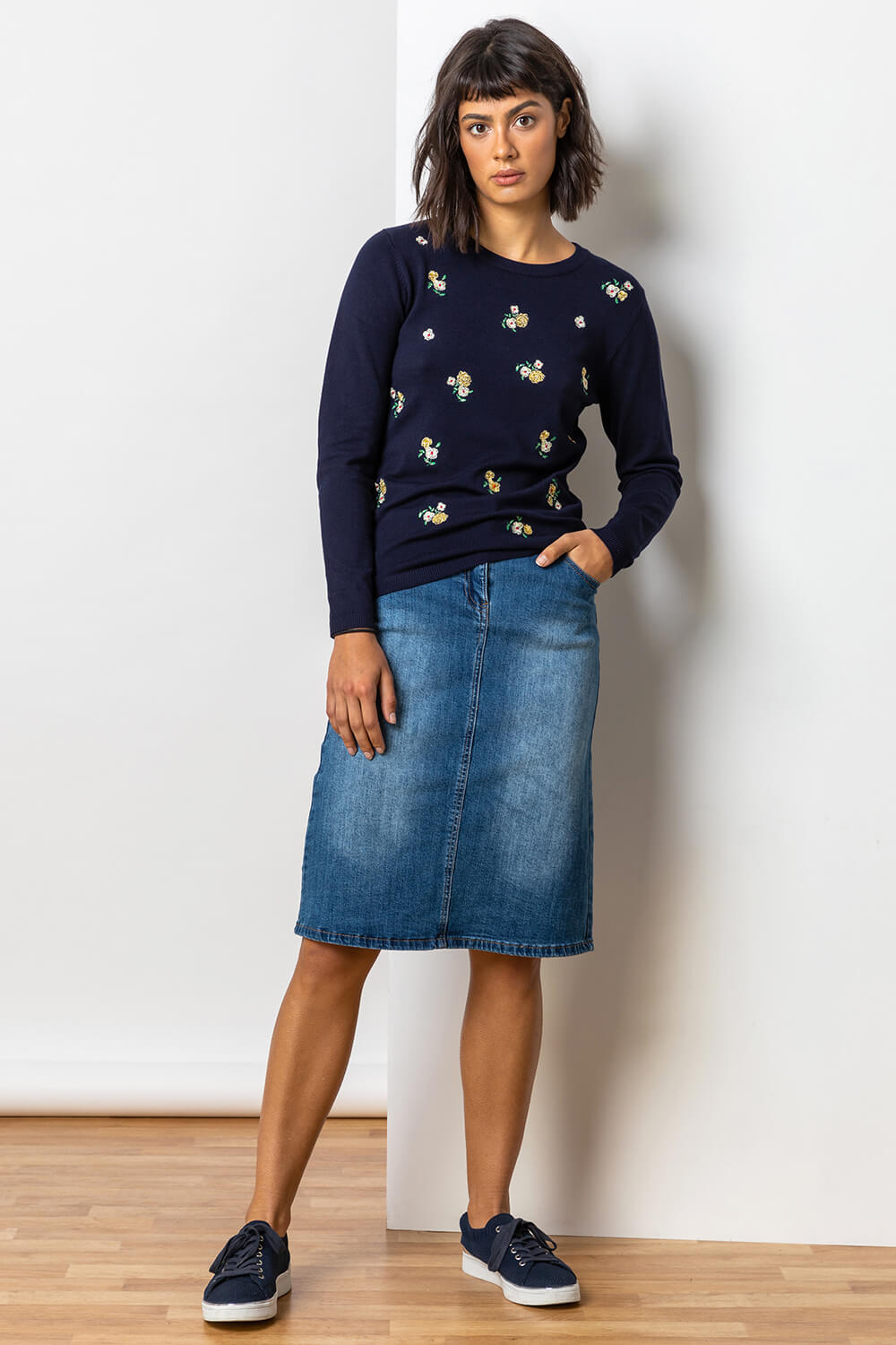 Shorts & Skirts, Name:Demin Skirt Type:Straight Fabric:Denim Patter