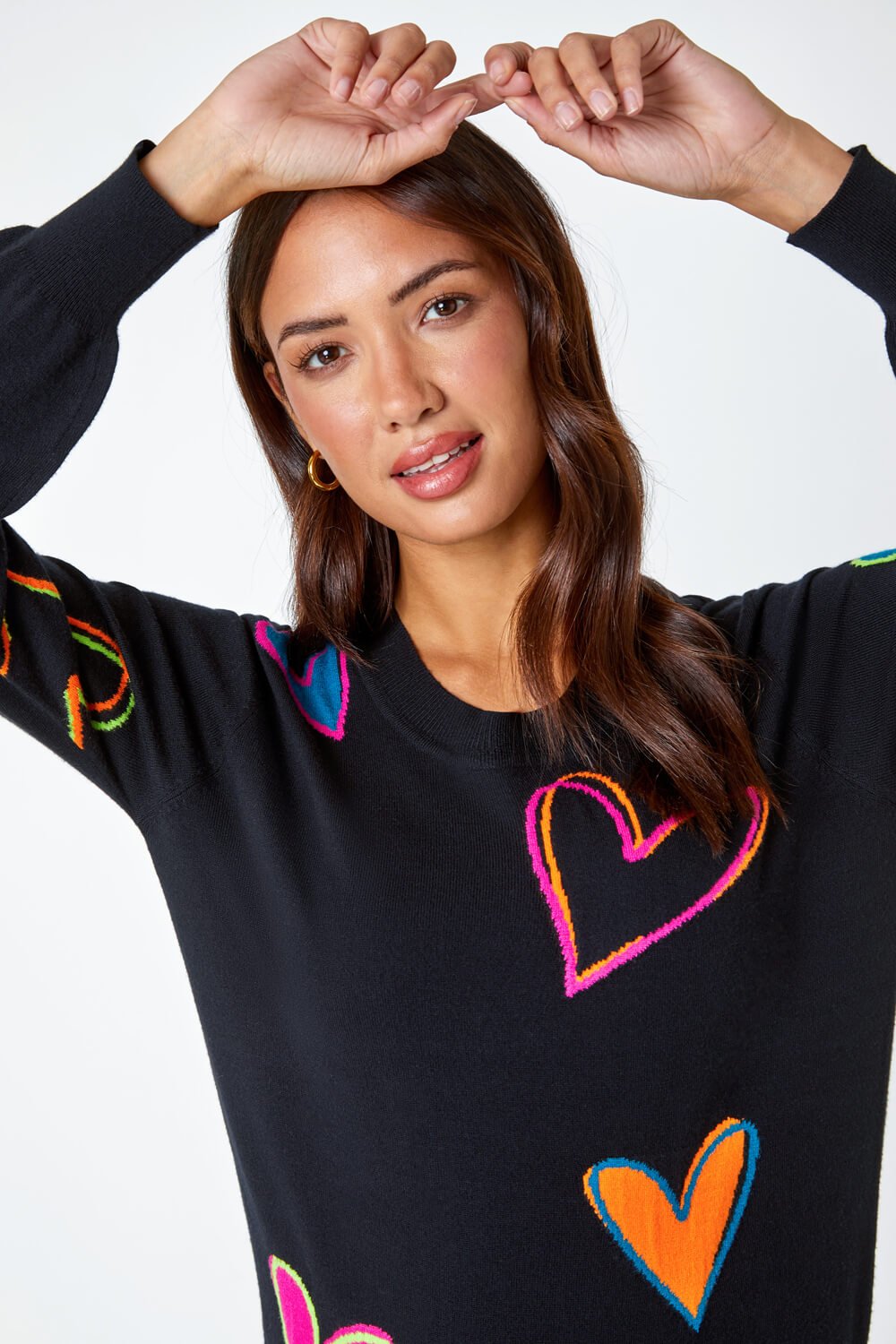 Black Heart Print Knitted Jumper , Image 4 of 5