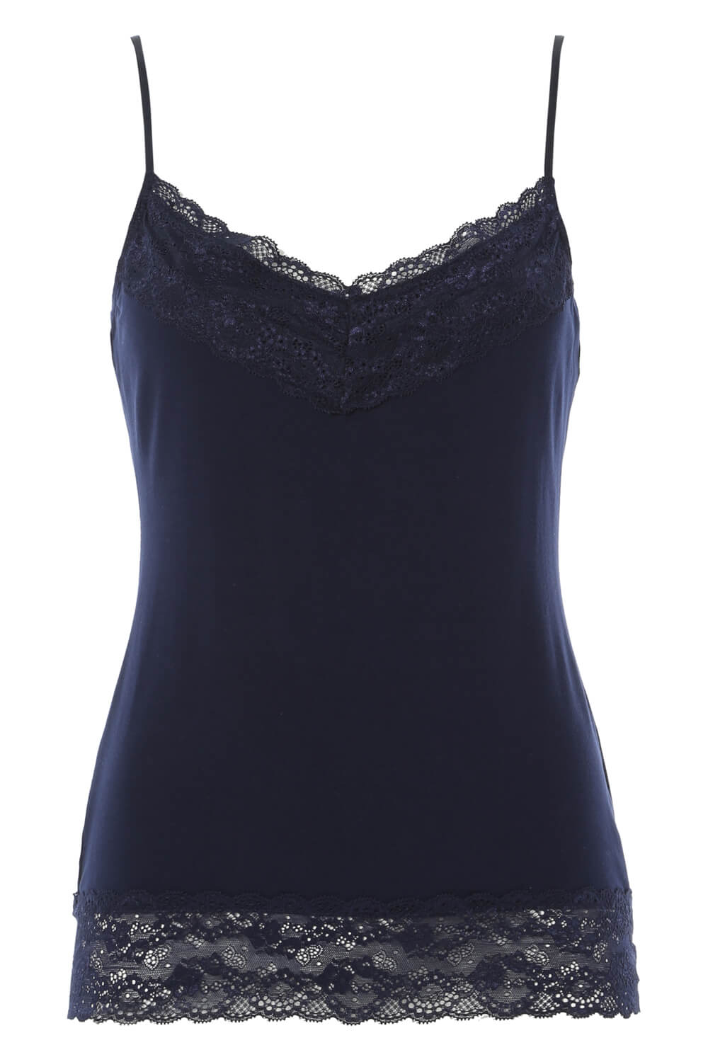 Navy  Lace Trim Camisole Top, Image 5 of 5