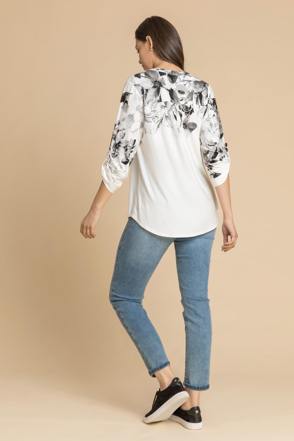 Ivory  Floral Print Jersey Shirt, Image 2 of 4