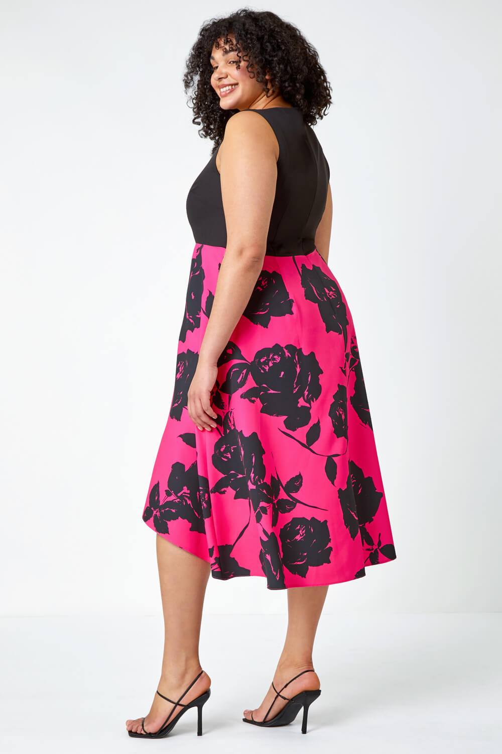 PINK Curve Premium Stretch Floral Midi Dress, Image 3 of 5