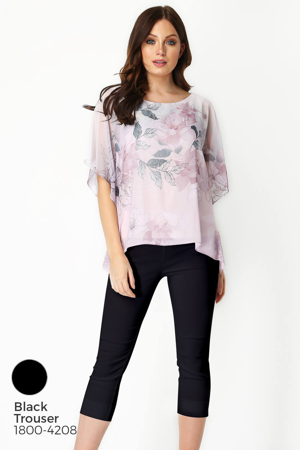 PINK Floral Chiffon Overlay Top, Image 8 of 8