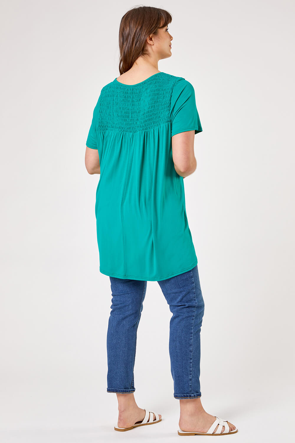 Green Curve Shirred Yoke T-Shirt, Image 2 of 4