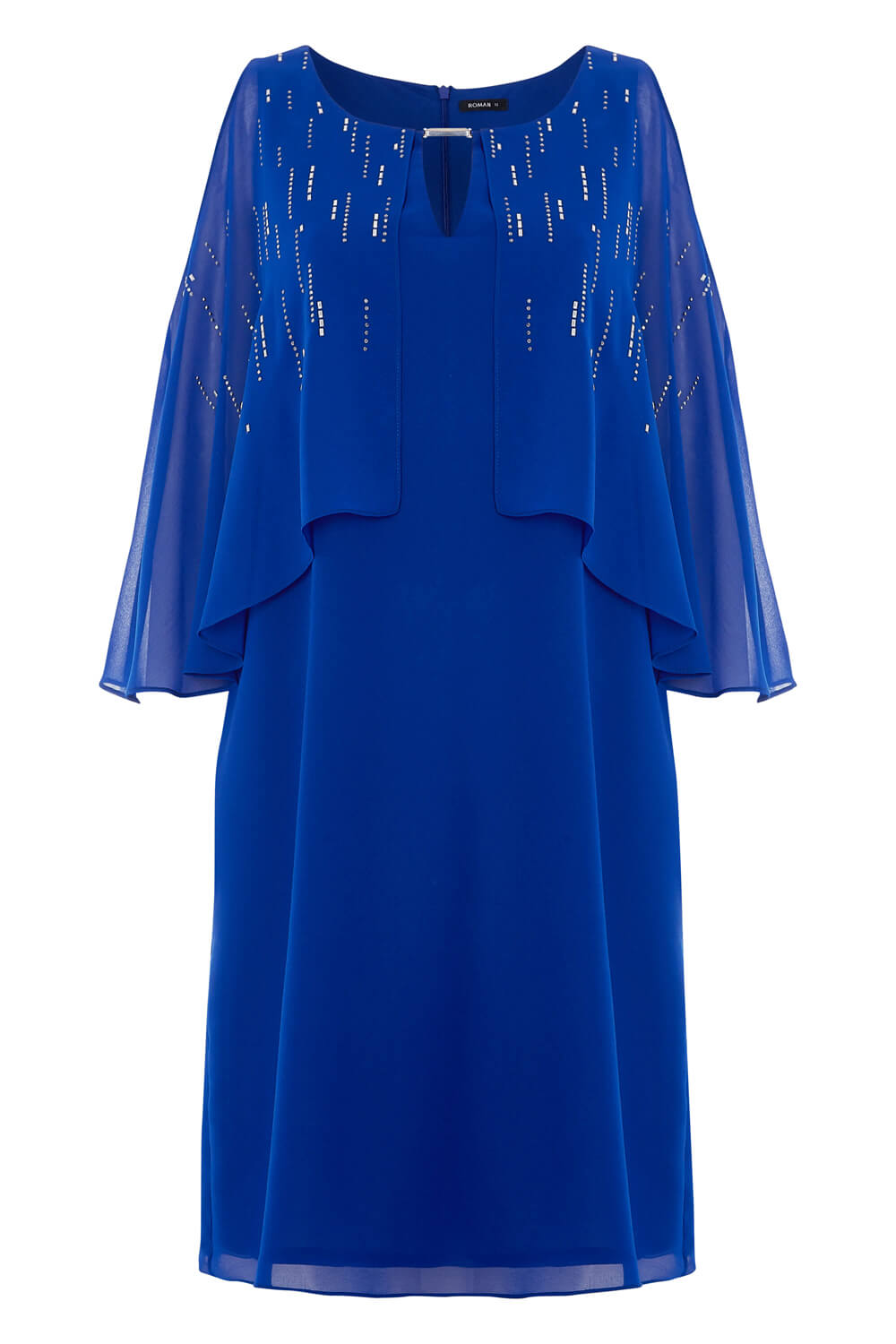 Royal Blue Sparkle Chiffon Overlay Dress, Image 5 of 5