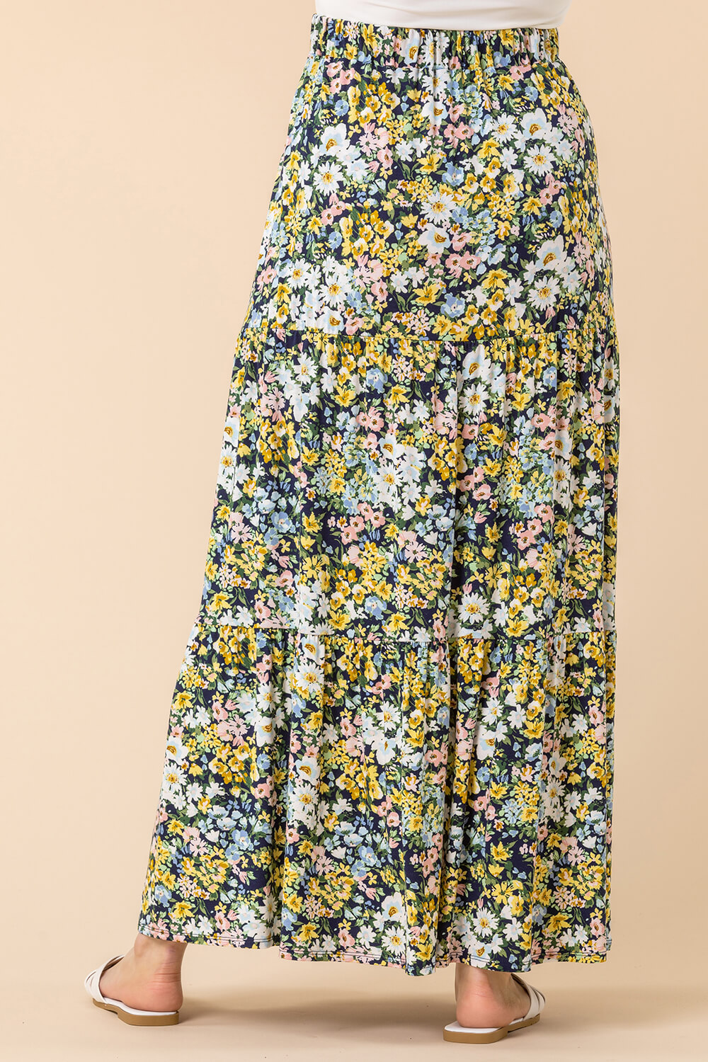Multi  Floral Print Tiered Skirt , Image 2 of 4