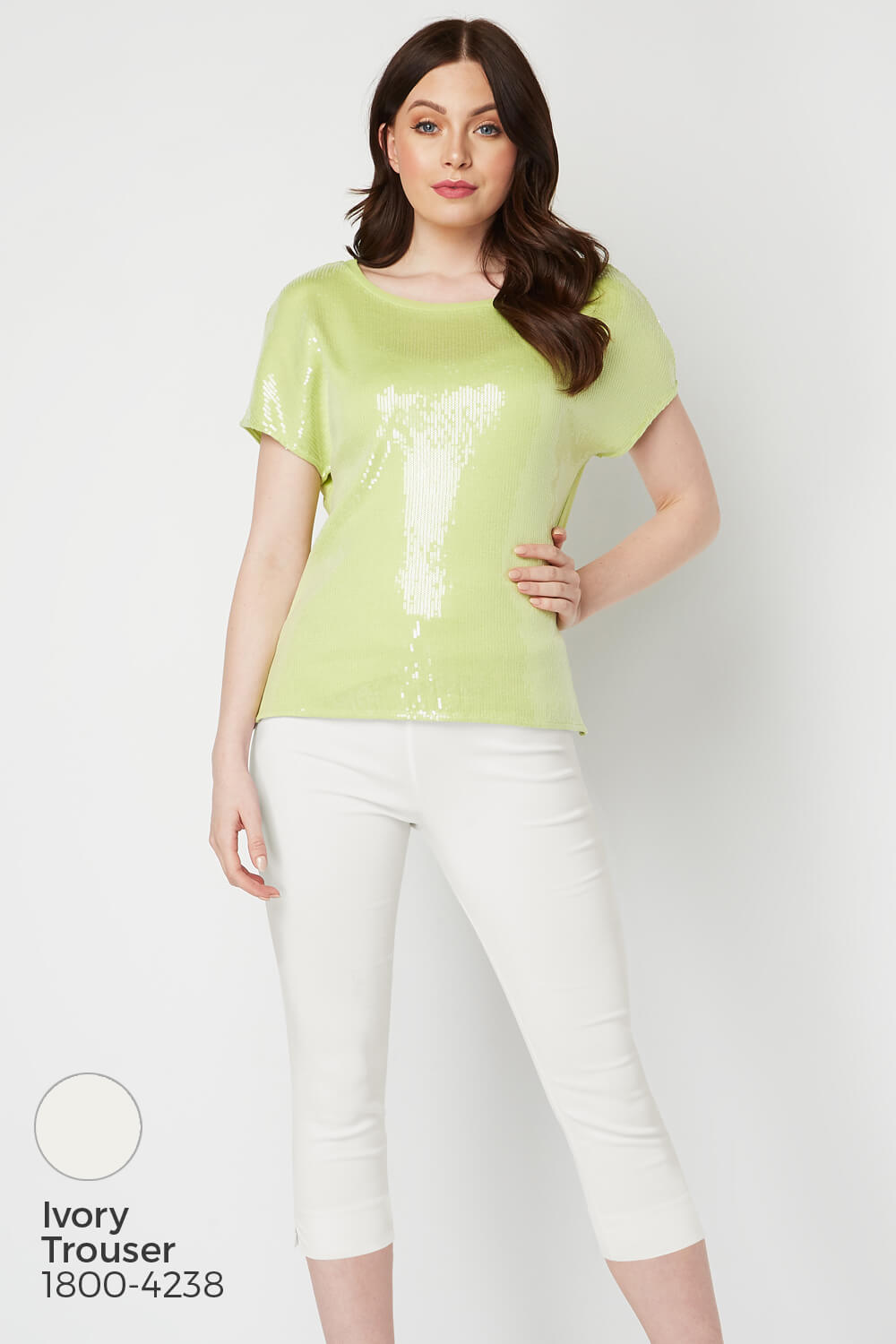 Lime Sequin Embellished Front T-Shirt, Image 5 of 6