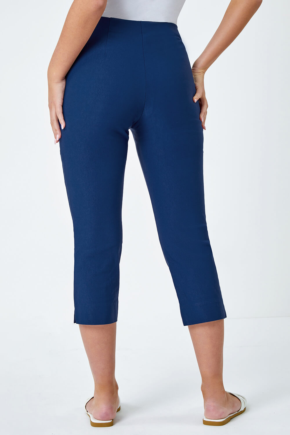 Midnight Blue Petite Cropped Stretch Trousers, Image 3 of 5