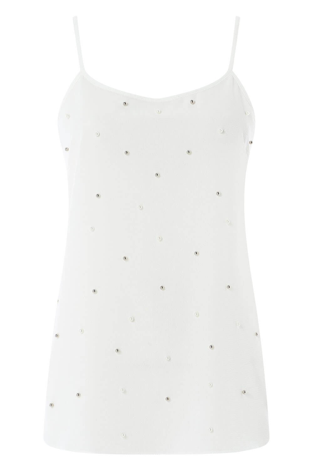 Pearl Embellished Camisole Top in Ivory - Roman Originals UK