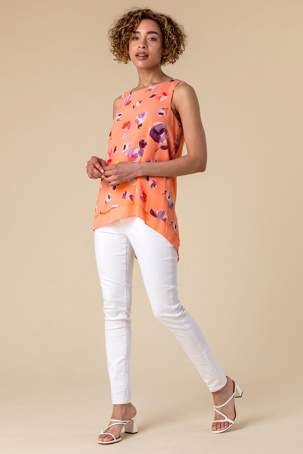 CORAL Abstract Floral Print Vest Top, Image 3 of 4