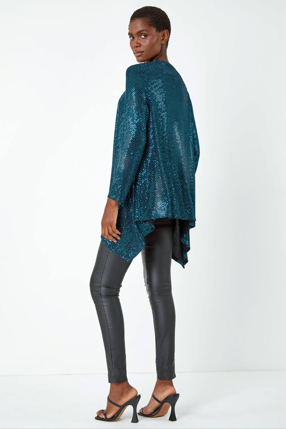  Sequin Sparkle Waterfall Stretch Jacket, Image 4 of 6