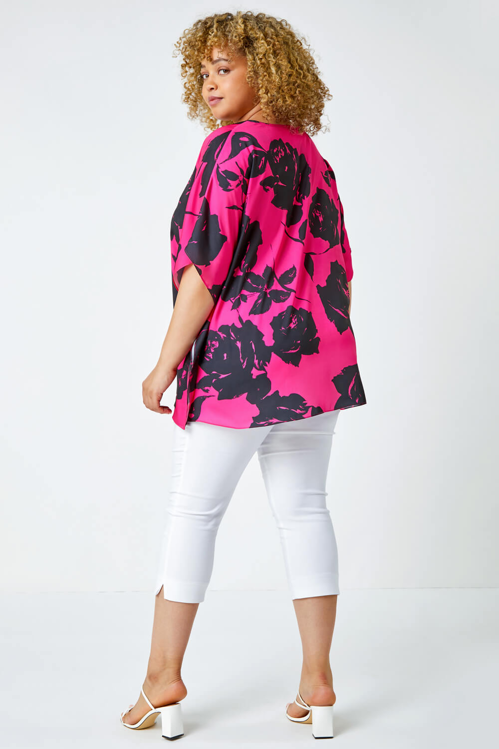 PINK Curve Floral Print Chiffon Top, Image 3 of 5