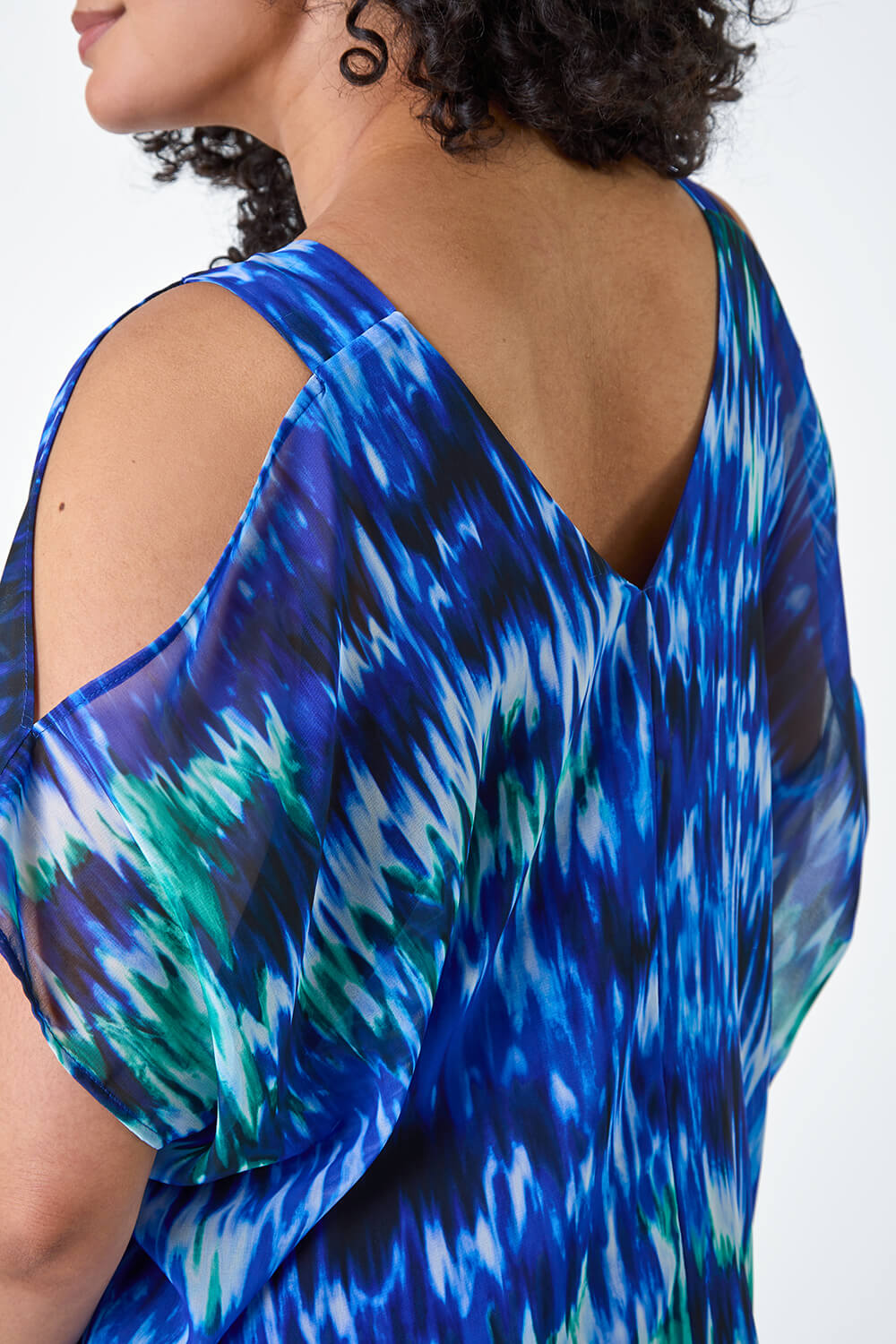 Blue Curve Abstract Print Overlay Top, Image 5 of 5