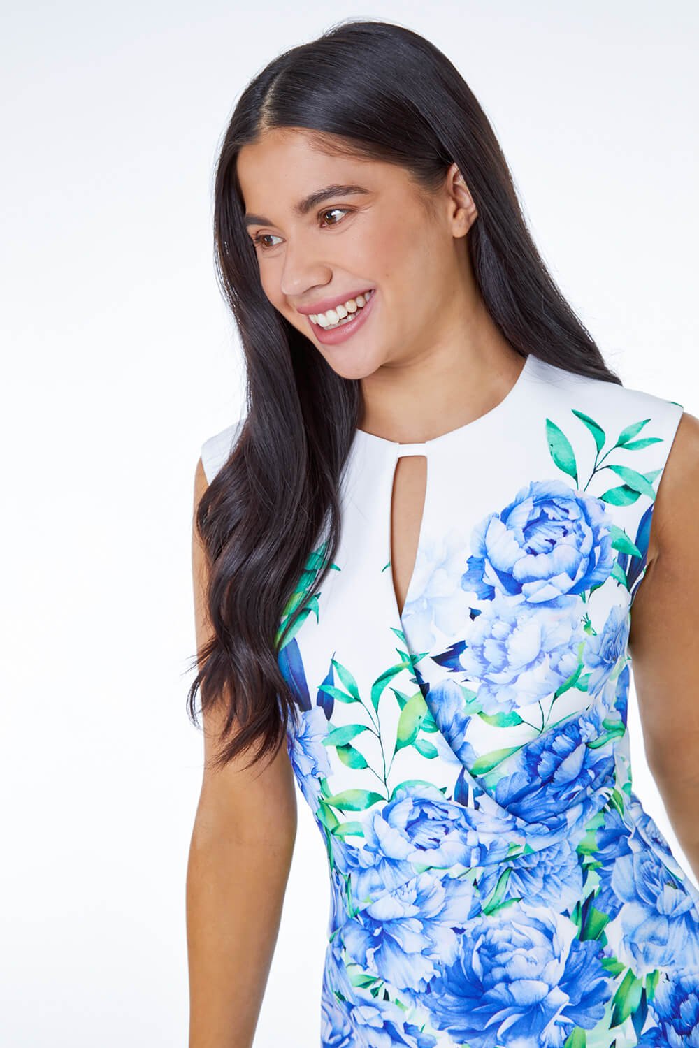 Petite Floral Stretch Ruched Shift Dress