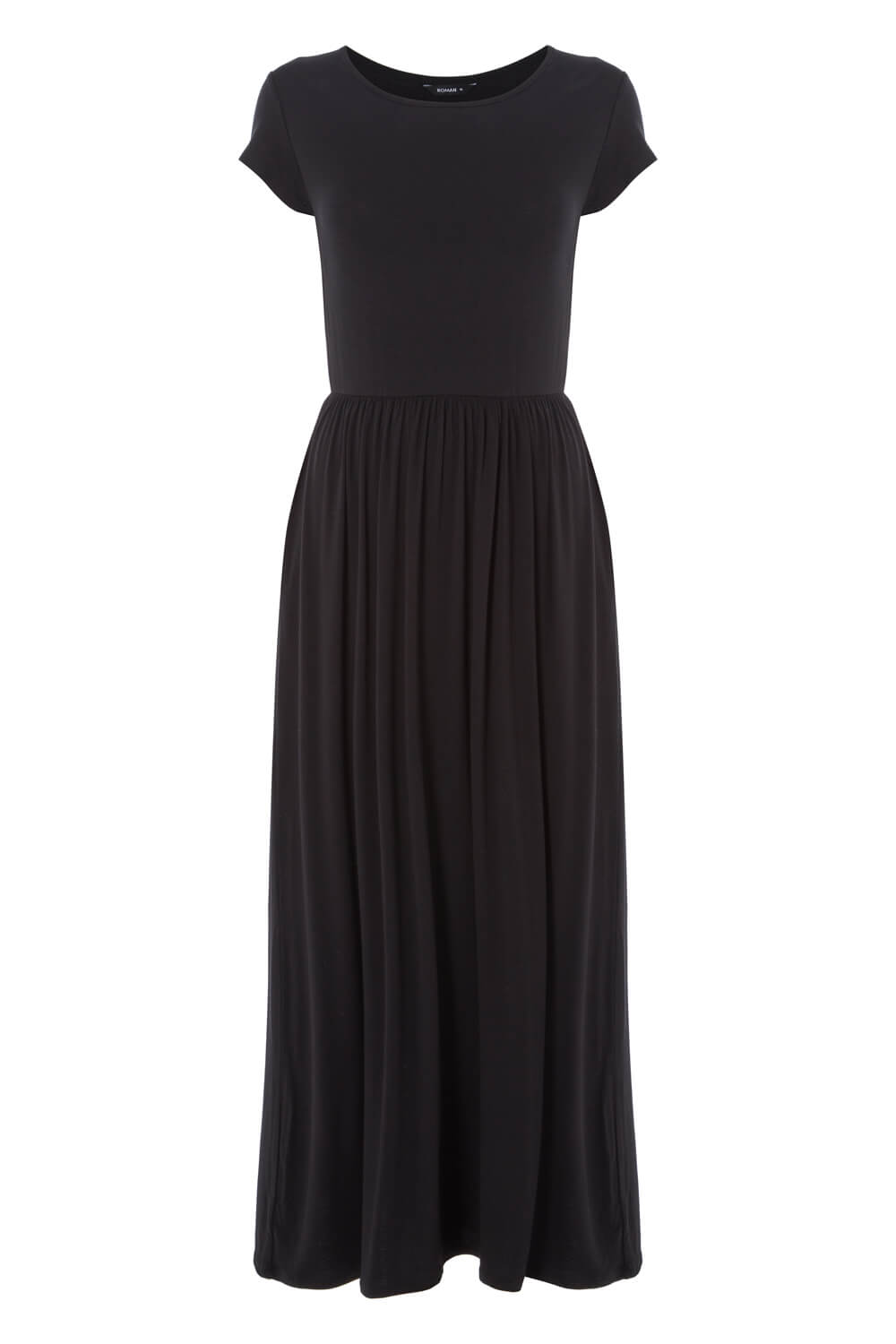 Black Gathered Skirt Maxi Dress, Image 4 of 4
