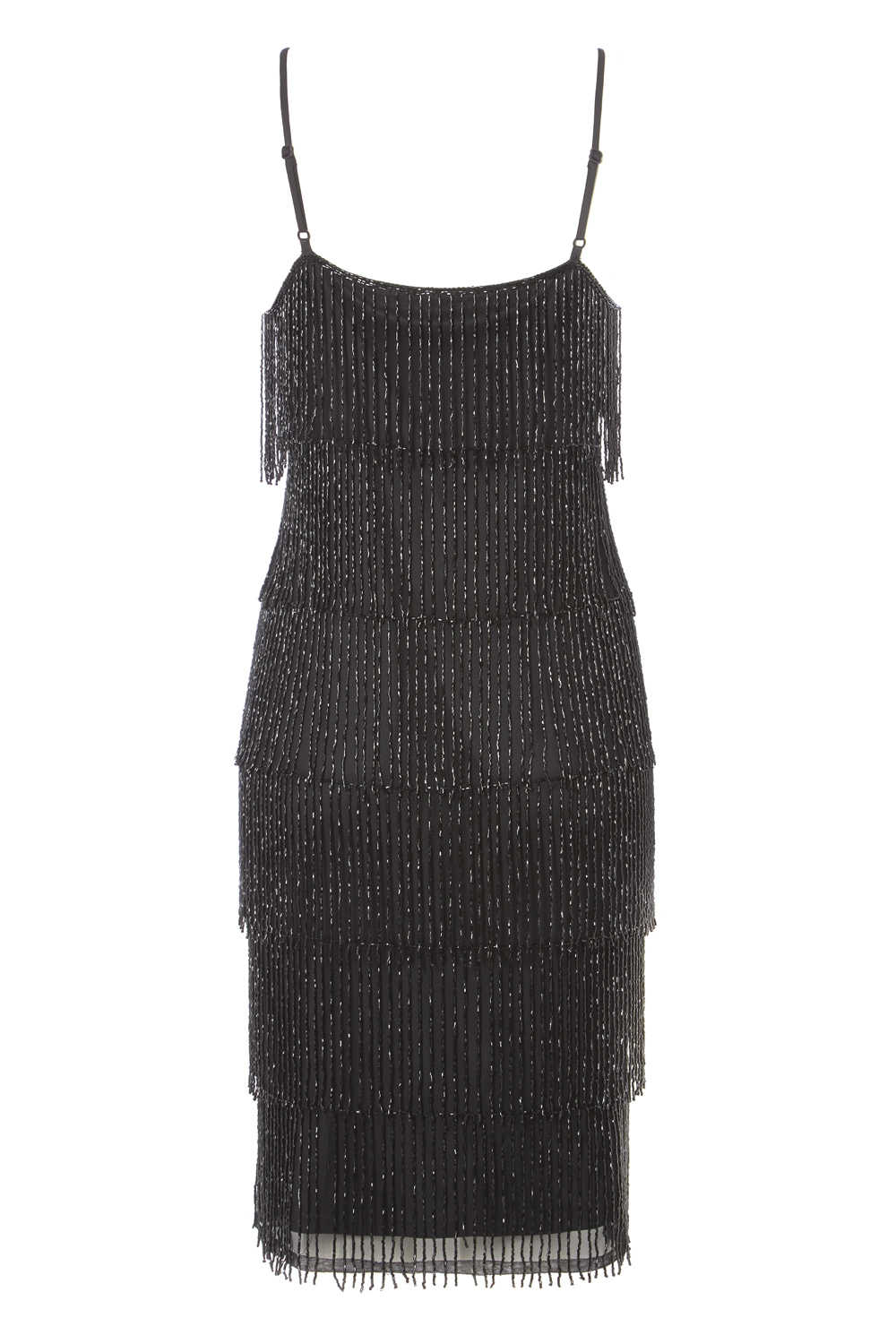 Black Dusk Fringe Beaded Flapper Dress, Image 4 of 5
