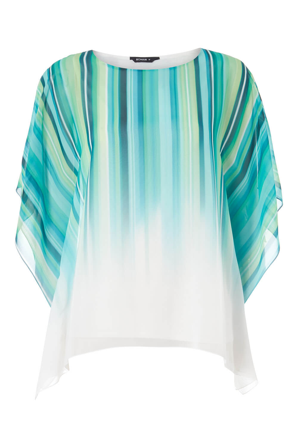 Green Ombre Stripe Print Overlay Top, Image 4 of 4