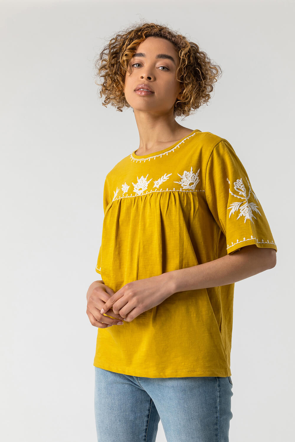 Amber Embroidered Yoke T-Shirt, Image 3 of 5
