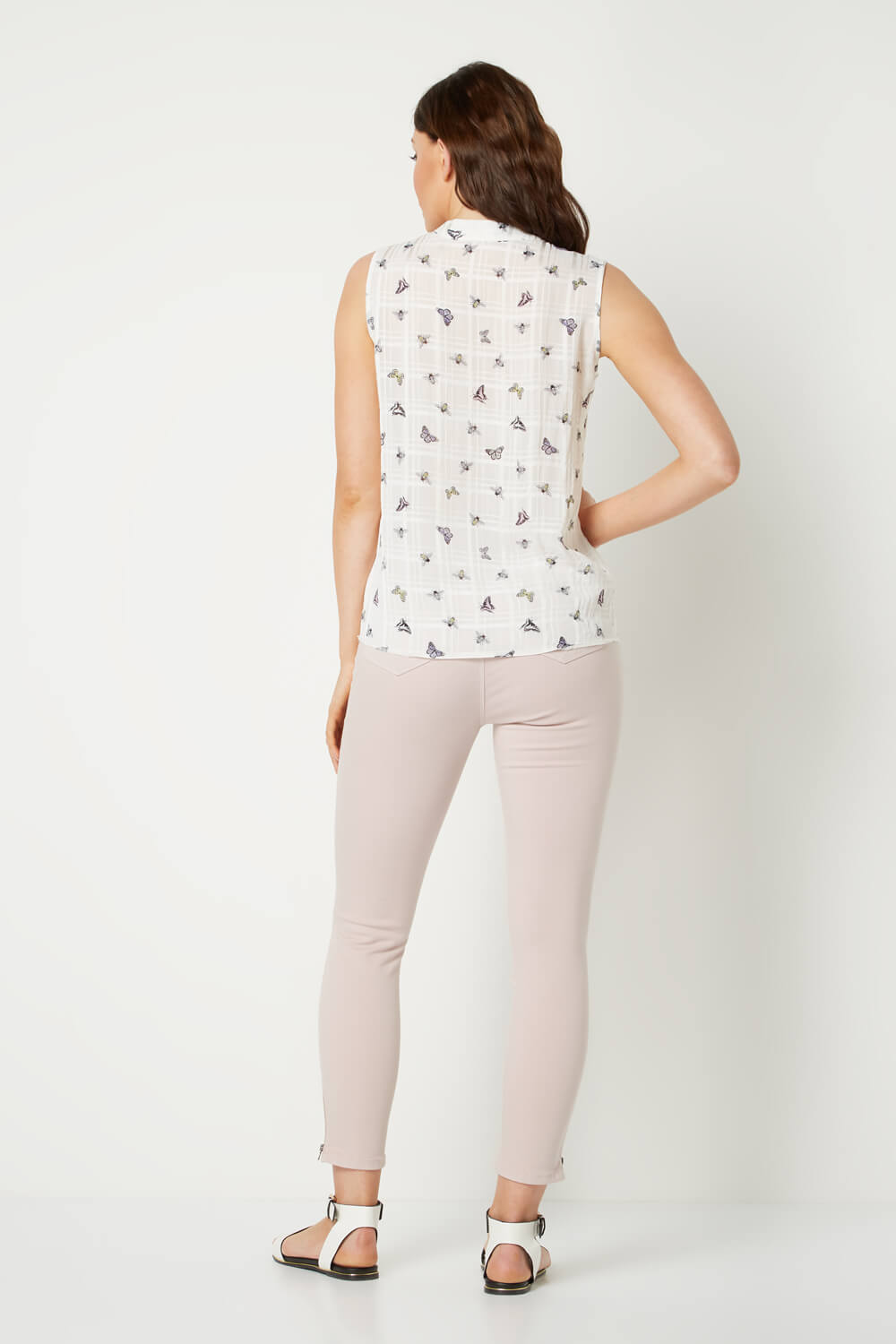 Ivory  Butterfly and Bee Sleeveless Wrap Top, Image 2 of 4