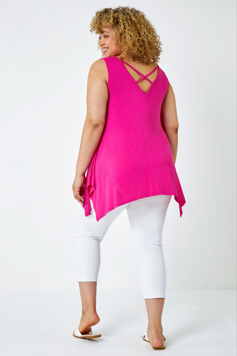 PINK Curve Cross Detail Stretch Vest Top, Image 2 of 5