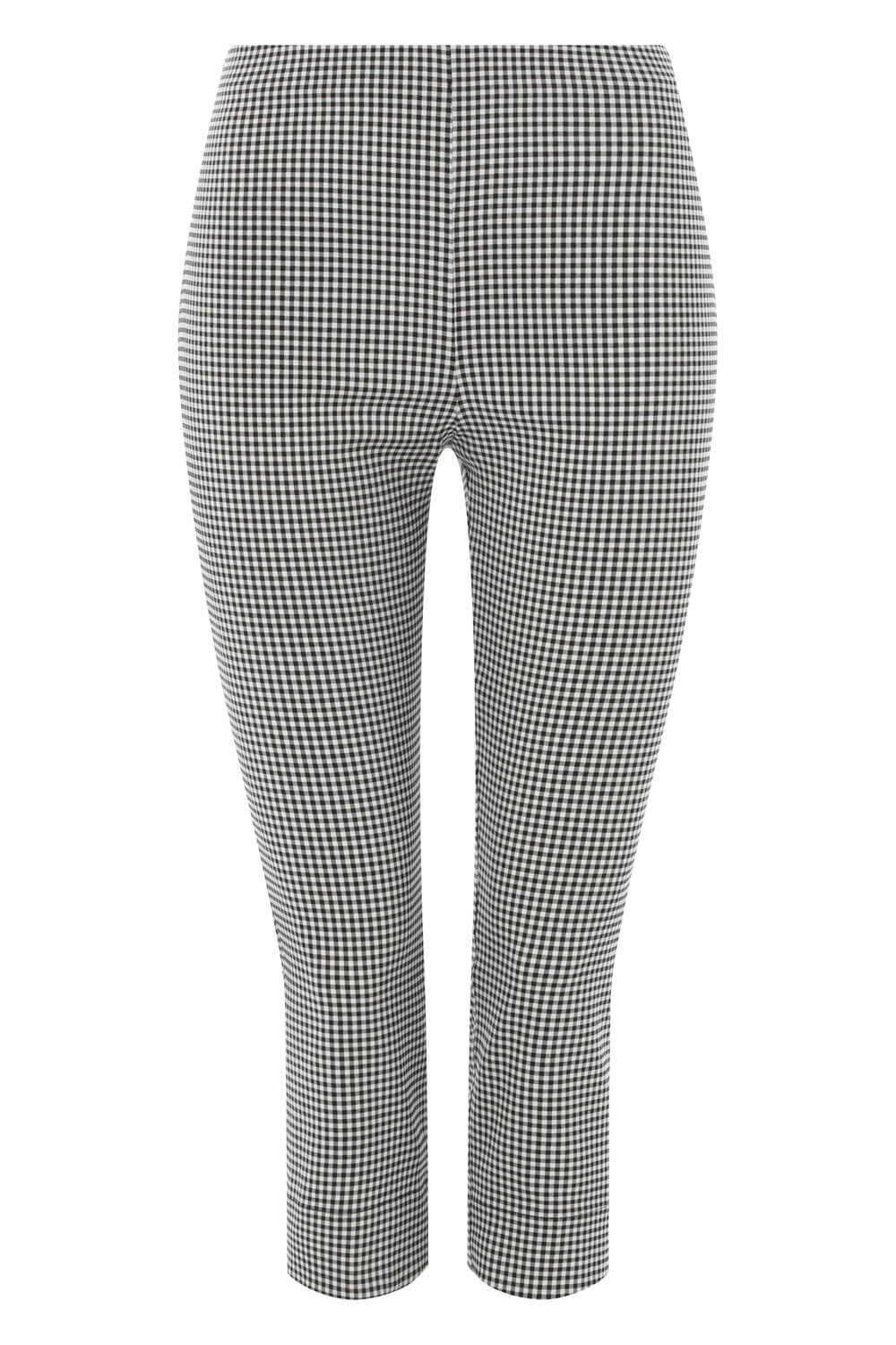 Black Gingham Cropped Stretch Trouser, Image 4 of 5