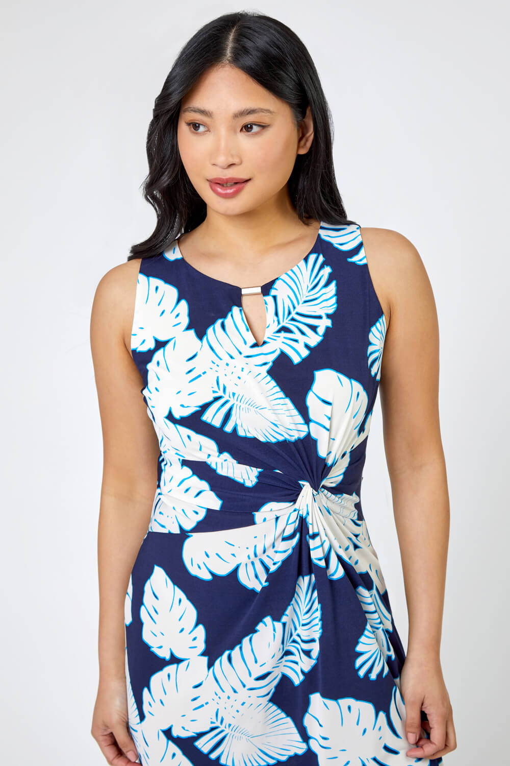  Petite Tropical Print Ruched Maxi Dress, Image 4 of 5