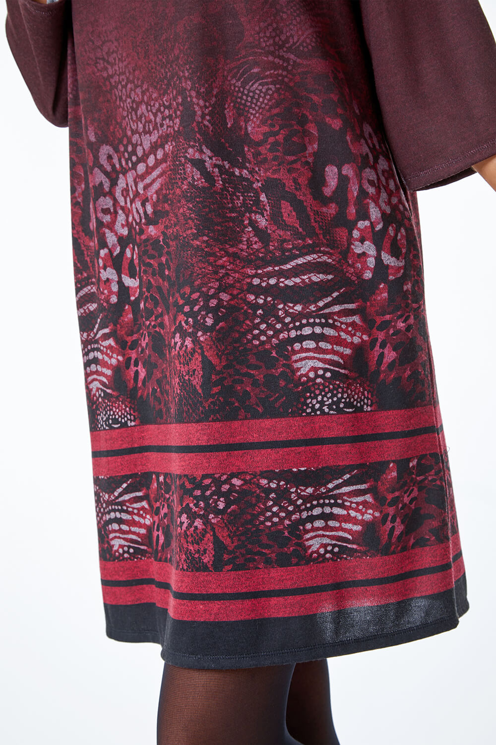 Wine Relaxed Fit Ombre Animal Print Dress, Image 5 of 5