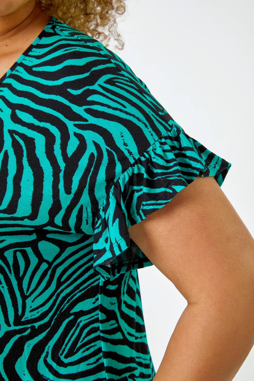 Green Curve Animal Print Stretch Jersey Top, Image 5 of 5